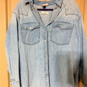 Light Blue Denim Button-Up Shirt
